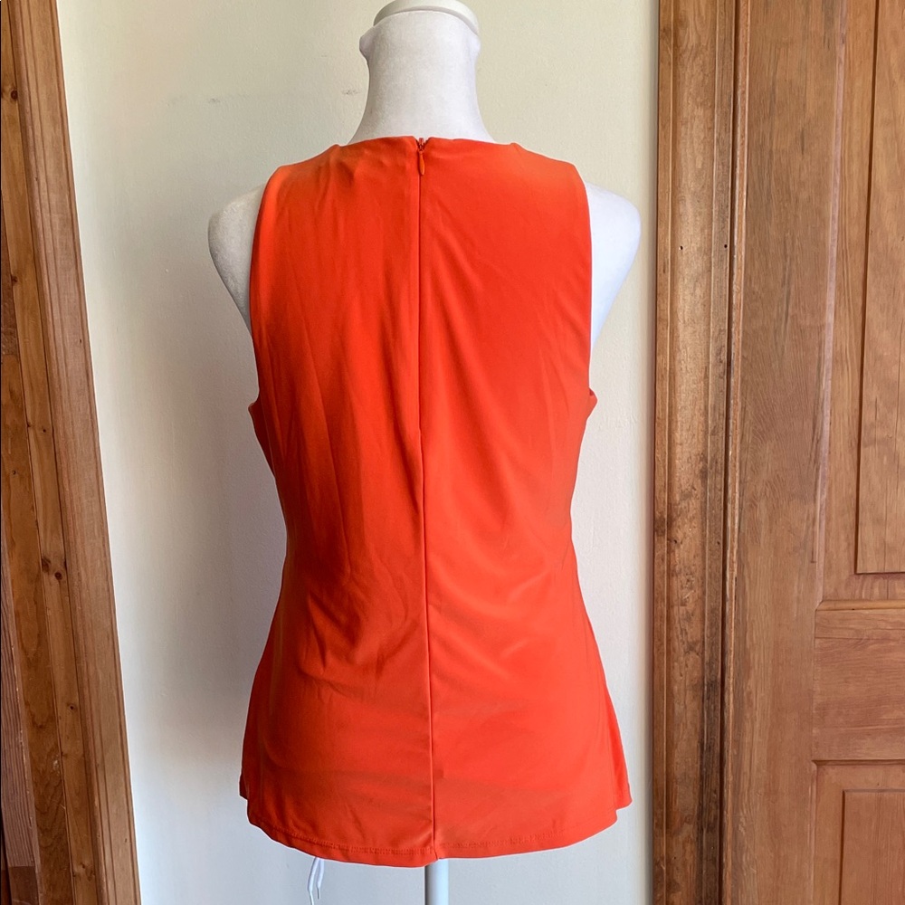 LAUREN RALPH LAUREN Bright Orange Sleeveless V-Neck Tank Top PM - Picture 7 of 16